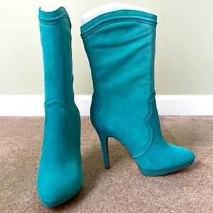 Blue suede boots
